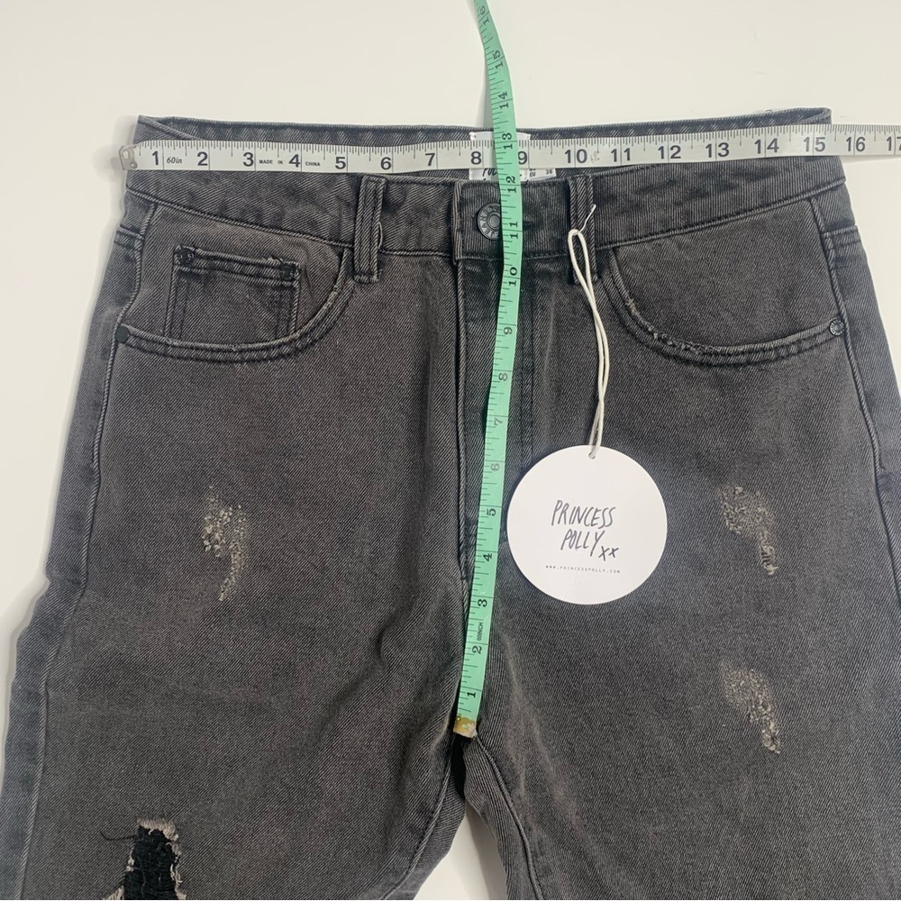 Princess Polly Zaneta Washed Black Distressed Straight Leg Denim Jeans NWT - Picture 14 of 16